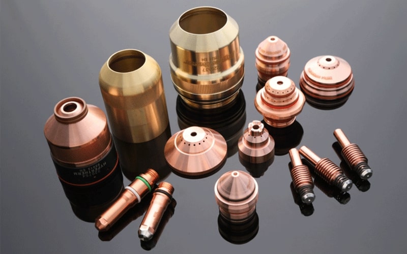 Genuine Hypertherm plasma cutting torch nozzles, electrodes, and shield caps