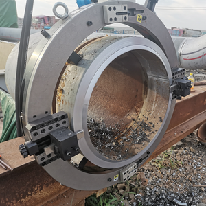 Pneumatic OD Mounted Split Frame Clamshell Pipe Cutting and Beveling Machine 22-28 Inch Air Driven Cold Cutting Tool