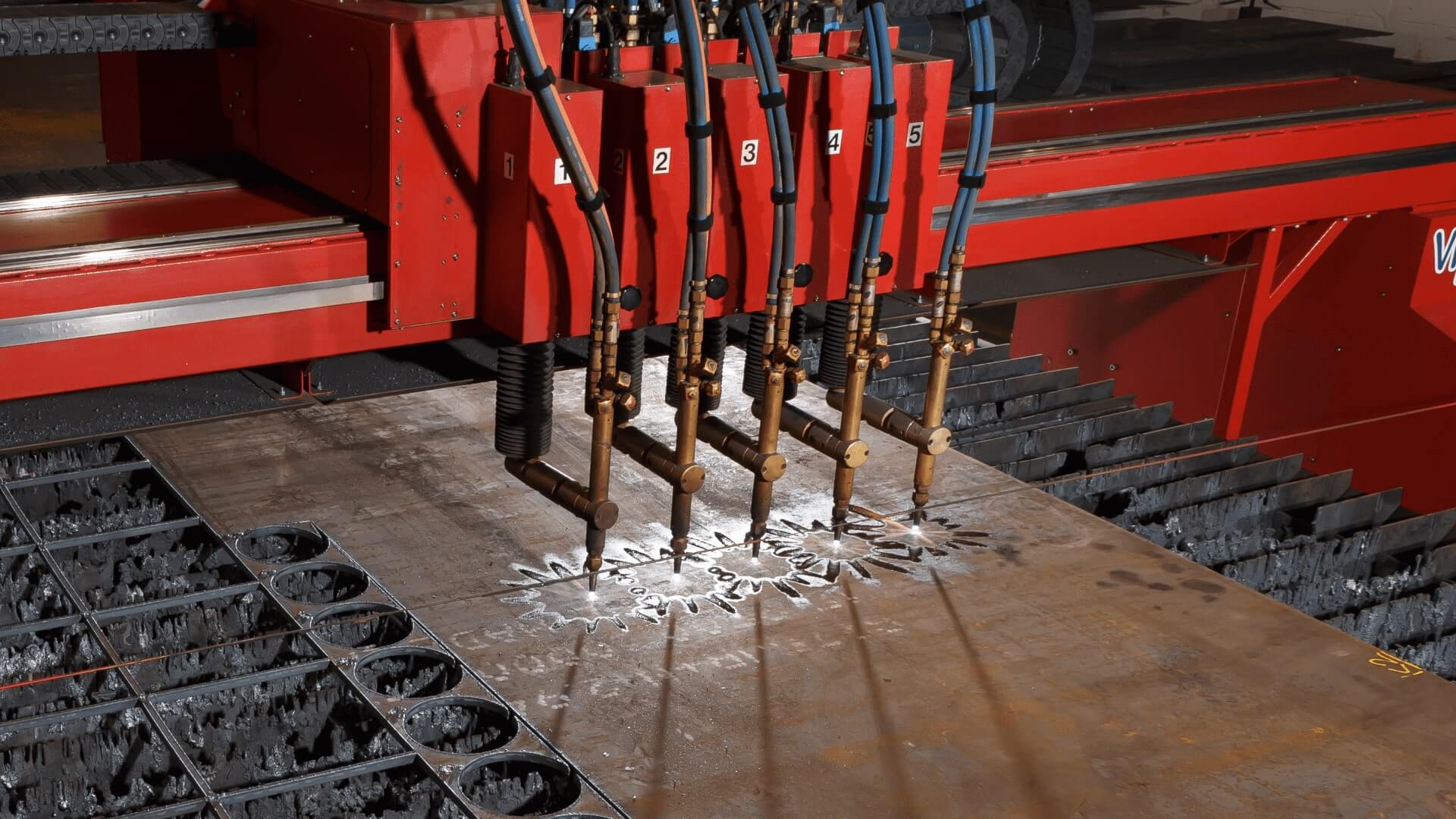 Esprit Multi-Torch Flame Cutting Gantry Operating in Workshop